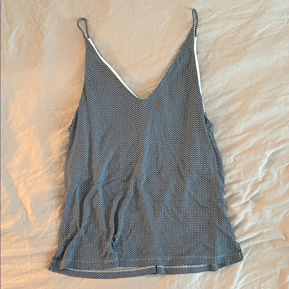 H&M Blue and White V Neck Tank Top